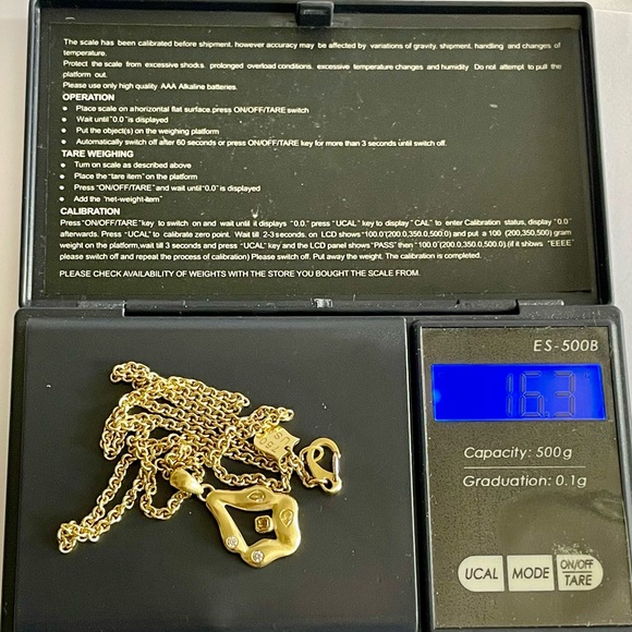 LISA DES CAMPS - Solid 18k yellow gold necklace chain with diamond pendant - Picture 7 of 12